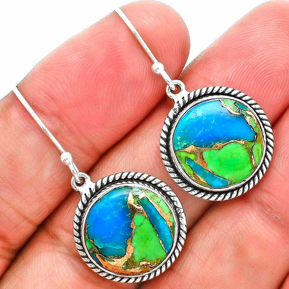 Blue Turquoise In Green Mohave - USA Earrings E-1055 29-EE10271