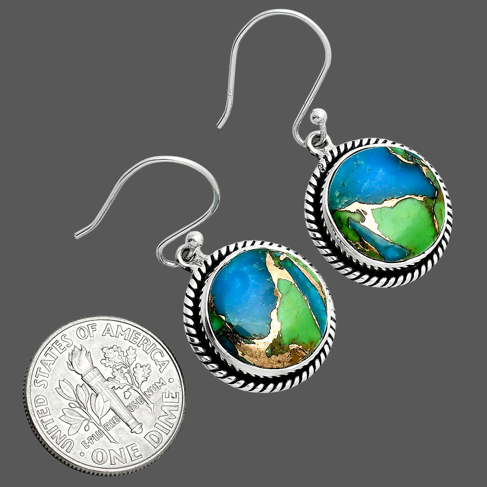 Blue Turquoise In Green Mohave - USA Earrings E-1055 29-EE10271