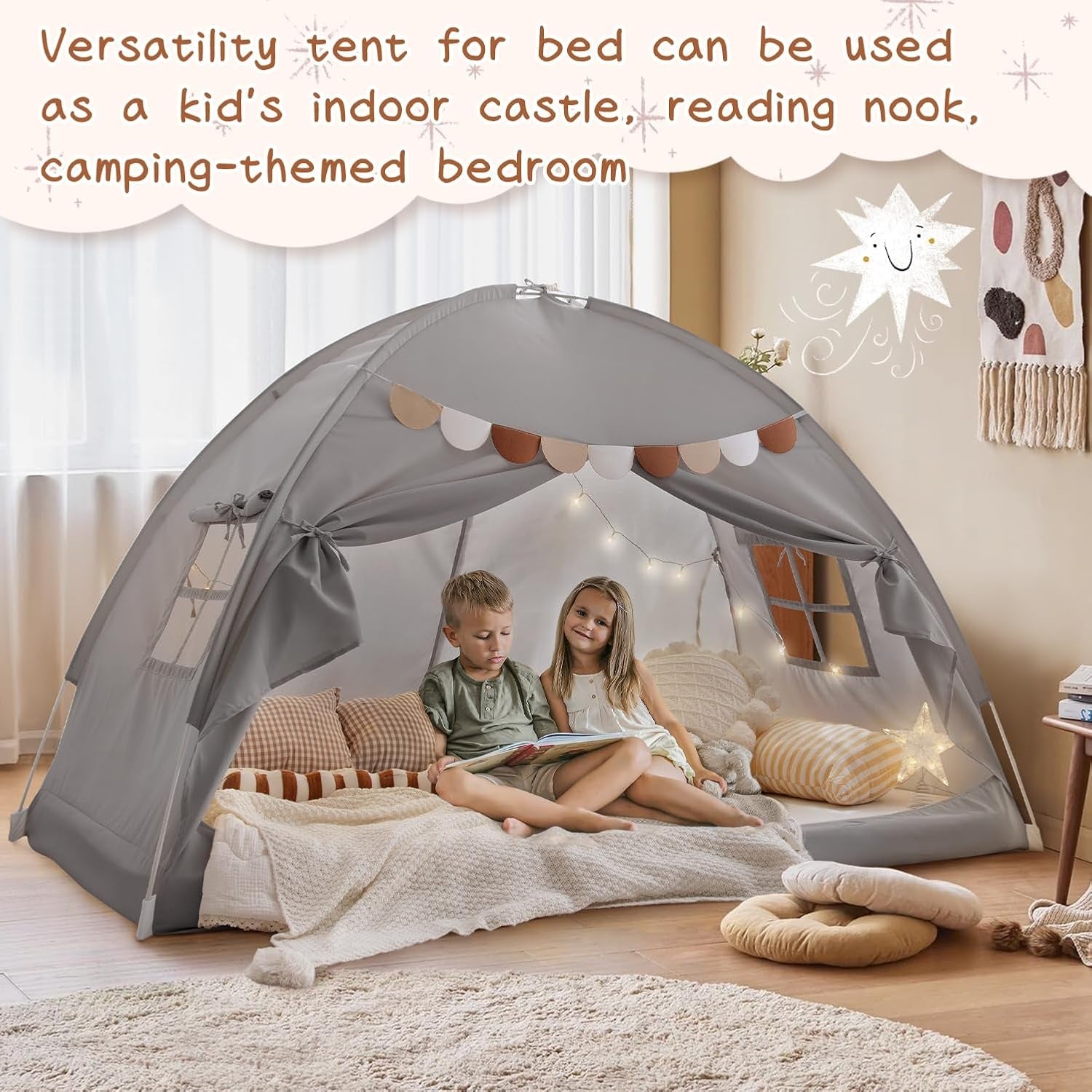 Twin Bed Tent Canopy Blackout Privacy PlayhouseKit