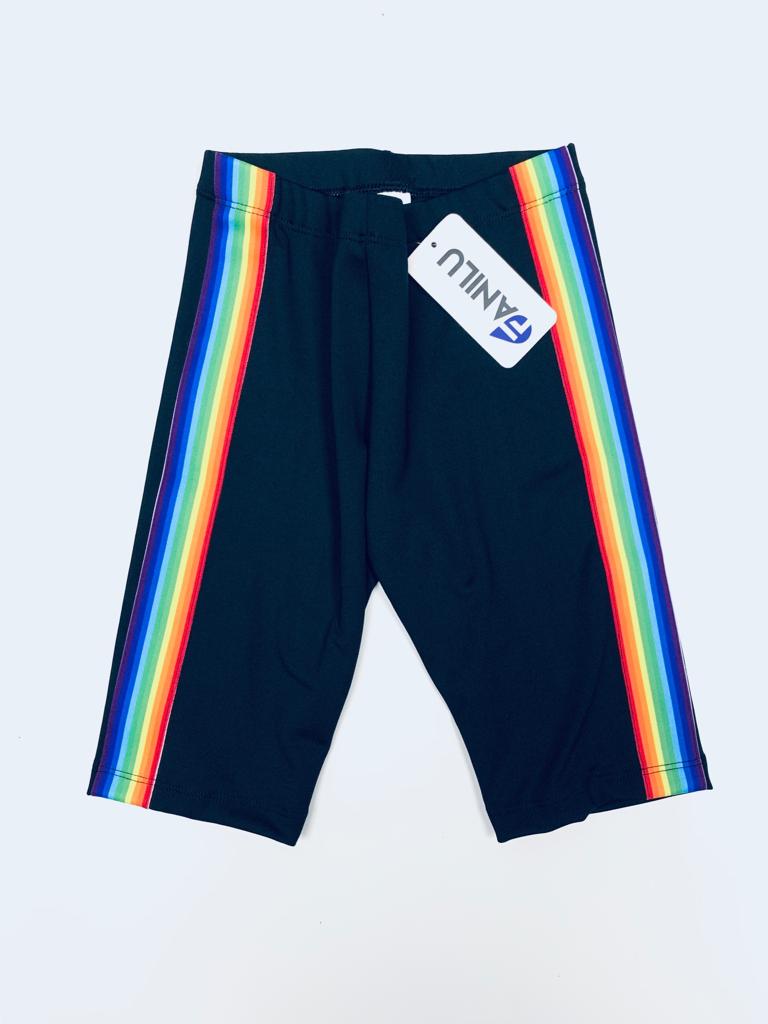 Stripe Rainbow Black Shorts