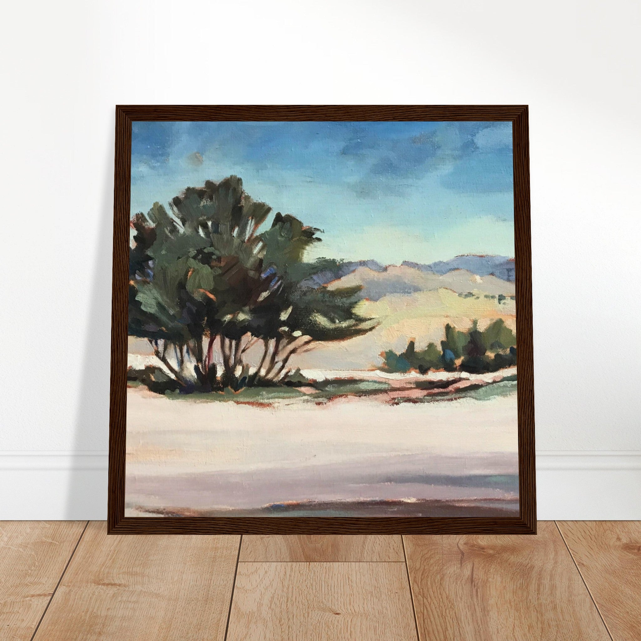 'Georgia's View' Landscape I 12x12 inch Wooden Framed Southwestern Art Print I Original Artwork by American Artist Barbara Cleary