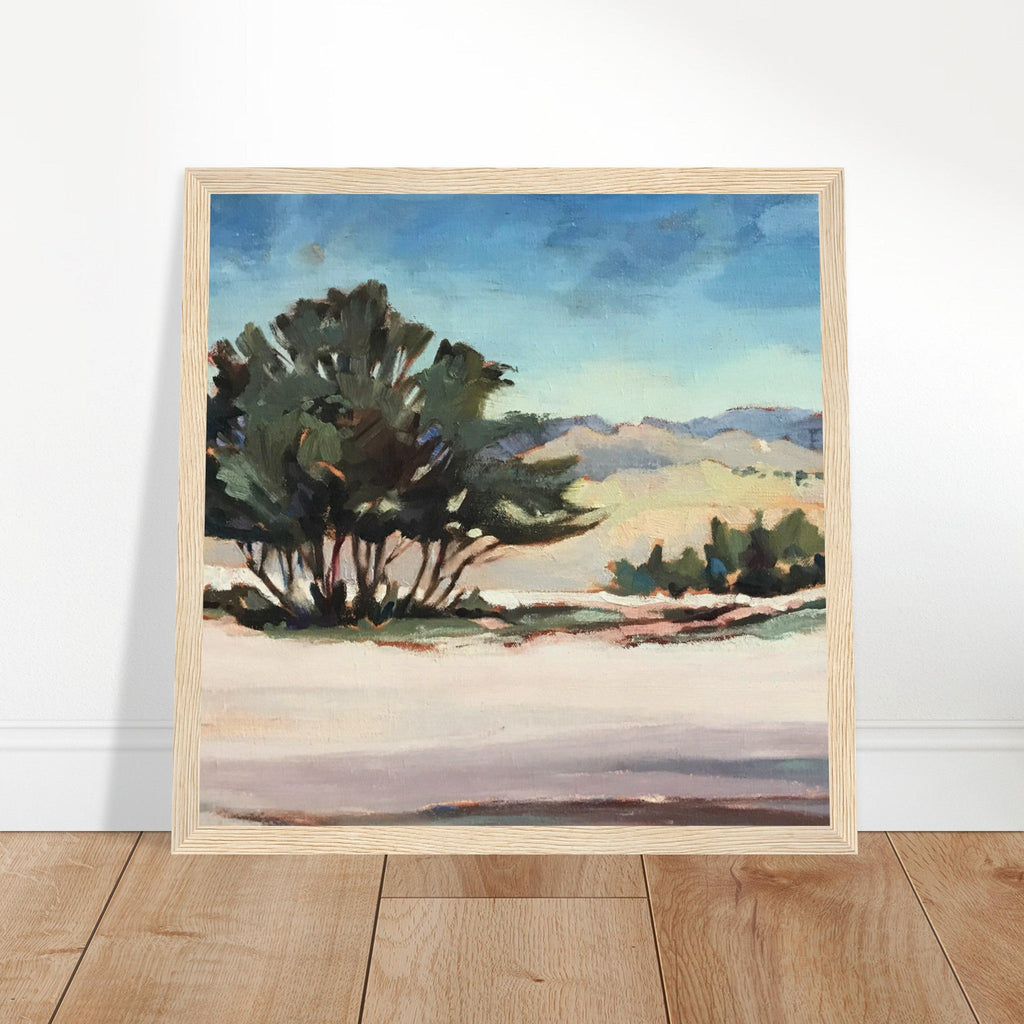 'Georgia's View' Landscape I 12x12 inch Wooden Framed Southwestern Art Print I Original Artwork by American Artist Barbara Cleary
