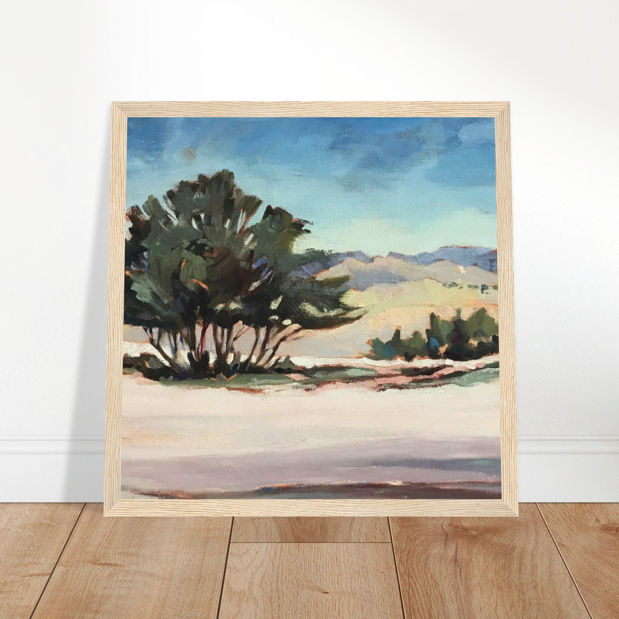 'Georgia's View' Landscape I 12x12 inch Wooden Framed Southwestern Art Print I Original Artwork by American Artist Barbara Cleary