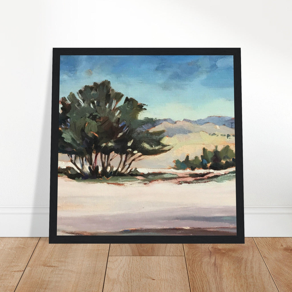 'Georgia's View' Landscape I 12x12 inch Wooden Framed Southwestern Art Print I Original Artwork by American Artist Barbara Cleary