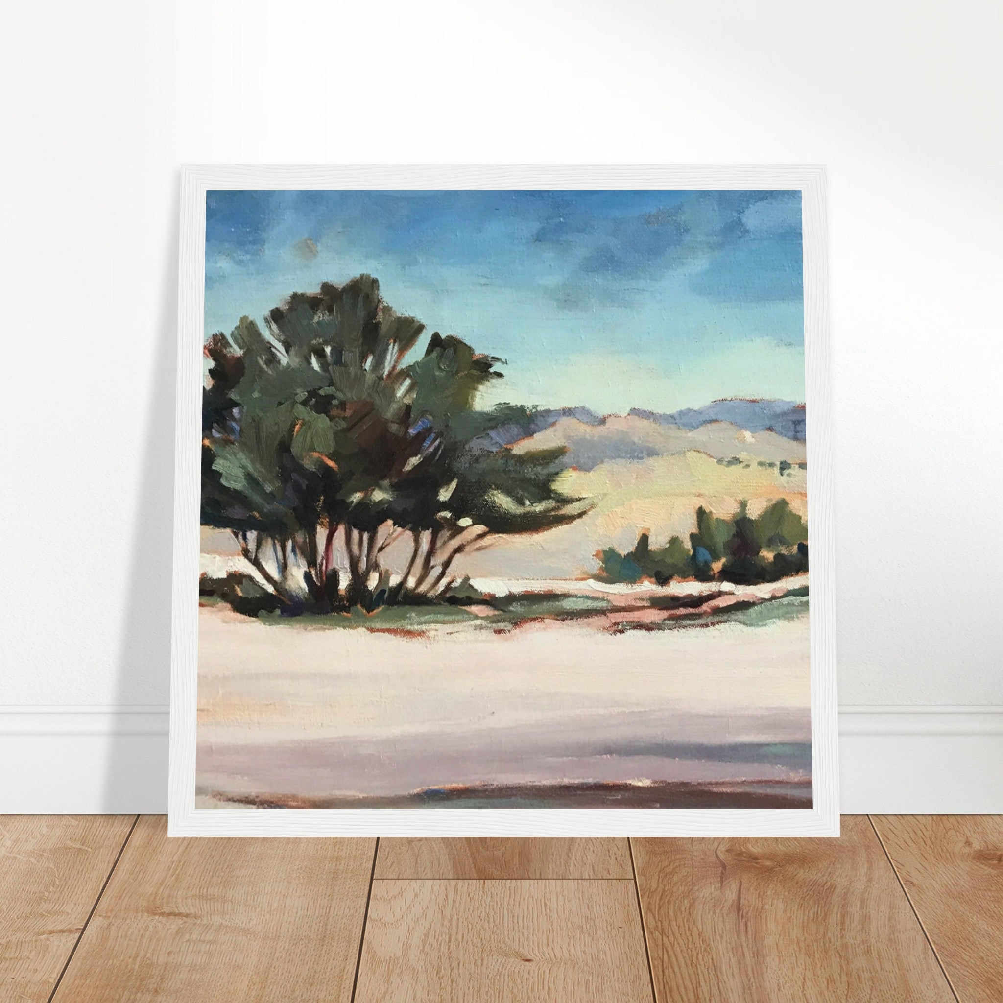 'Georgia's View' Landscape I 12x12 inch Wooden Framed Southwestern Art Print I Original Artwork by American Artist Barbara Cleary