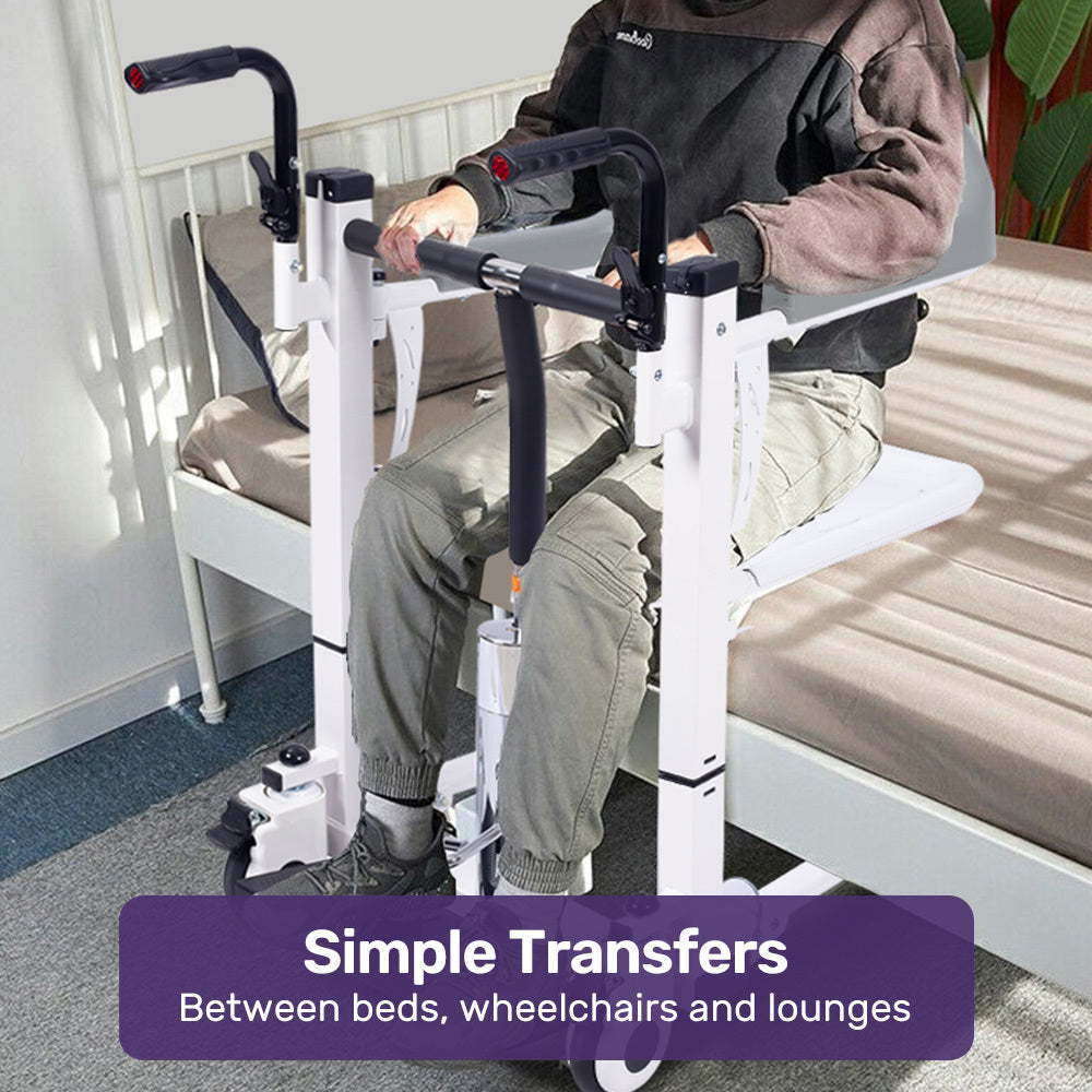 NNEMB 4in1 Patient Lift Transfer Chair, Easy Hydraulic Height Adjustment, Shower Compatible, Over Toilet, Removable Commode, for Seniors Elderly Disabled