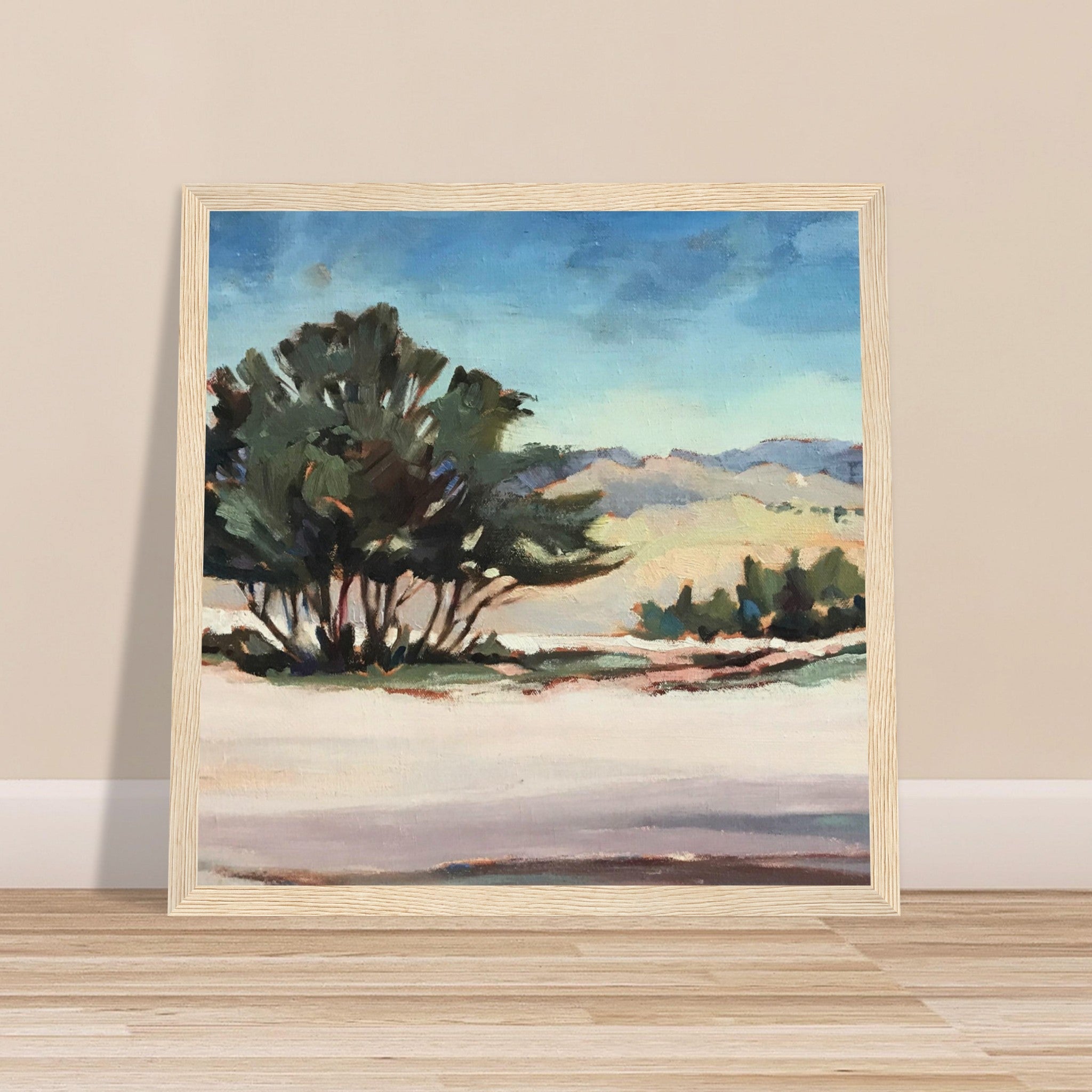 'Georgia's View' Landscape I 12x12 inch Wooden Framed Southwestern Art Print I Original Artwork by American Artist Barbara Cleary