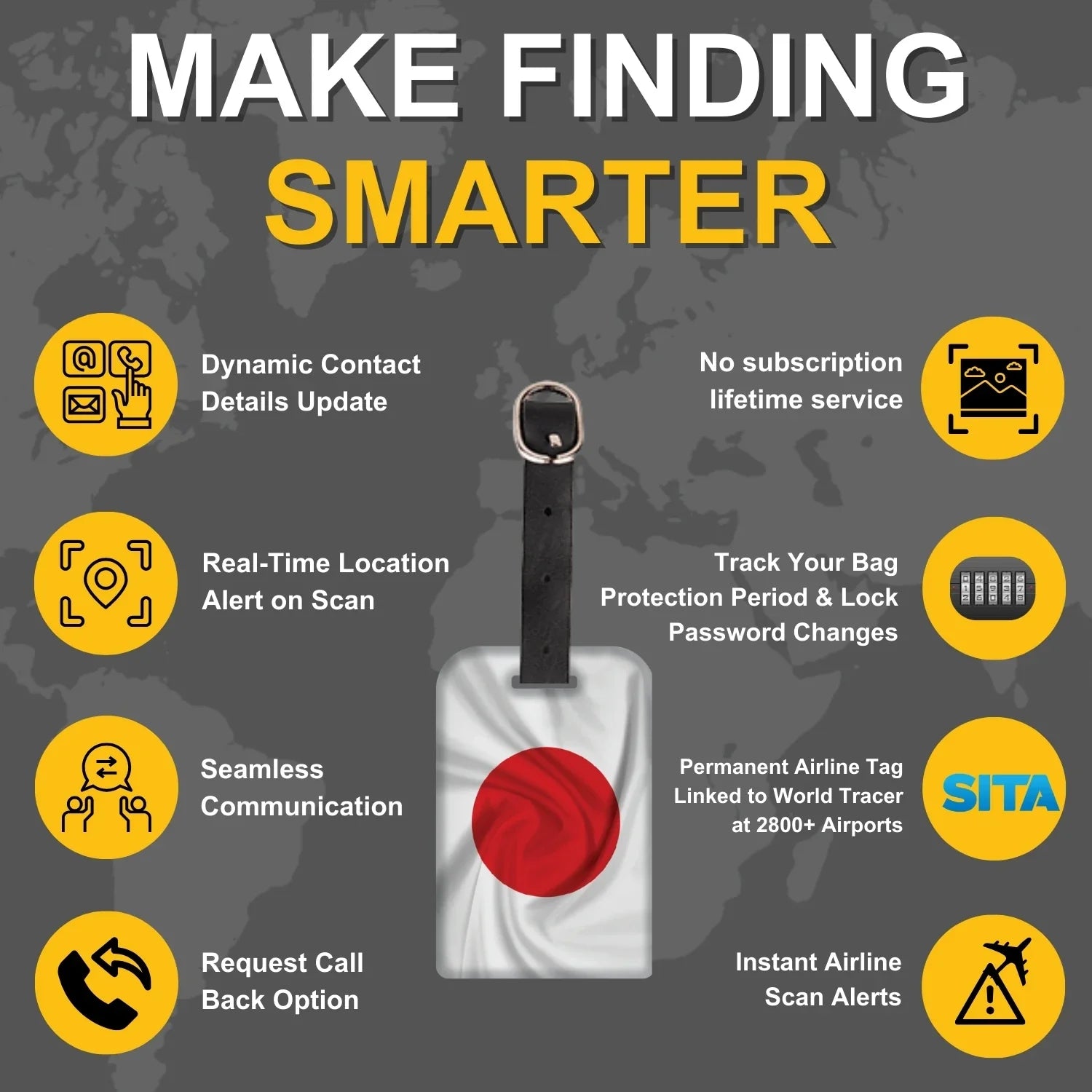 Smart Bag Security Tag - Japan Flag [Pack 2]