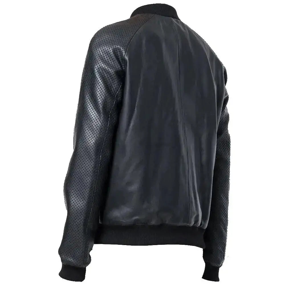 Mens Studded Leather Bomber Jacket