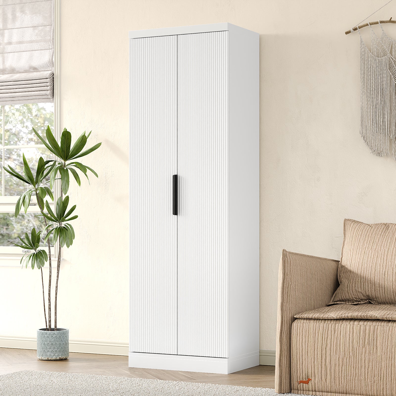 Yanosaku SC002 71'' Tall Storage Cabinet, 5-Tier Fluted