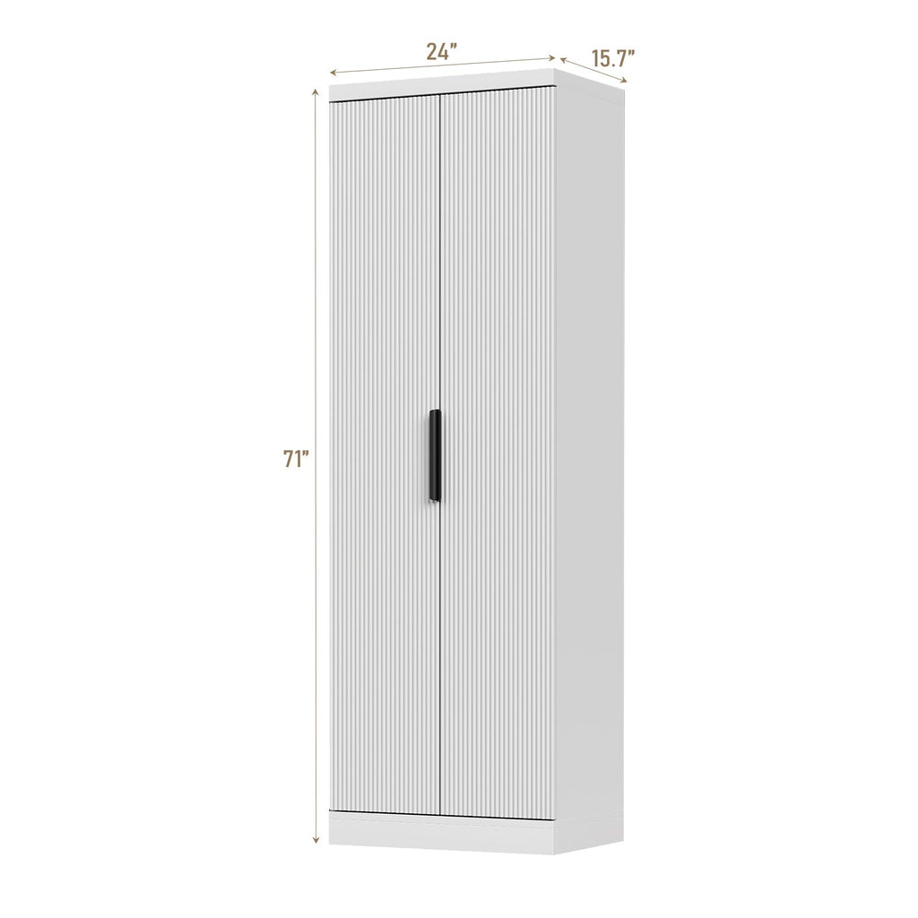 Yanosaku SC002 71'' Tall Storage Cabinet, 5-Tier Fluted